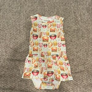 LEV baby Cream Pajama Set with Whimsical Food Print